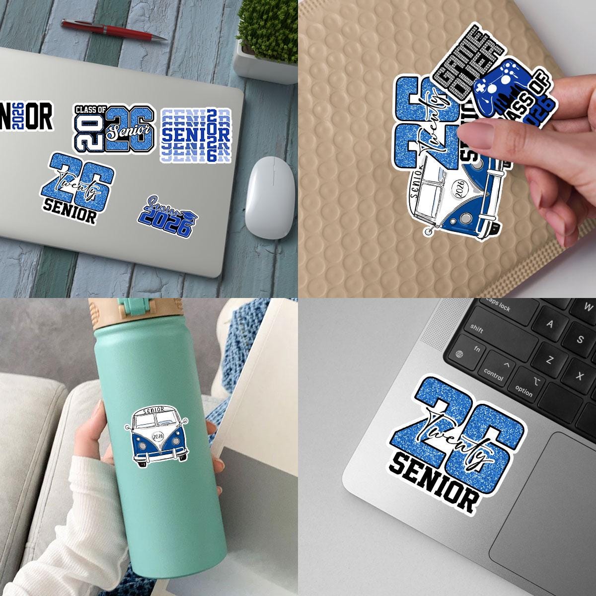 10 Pcs Senior Class of 2026 Sticker Pack – Vinyl Stickers, Blue & White, Graduation, Class Pride, Senior Year, High School Graduation