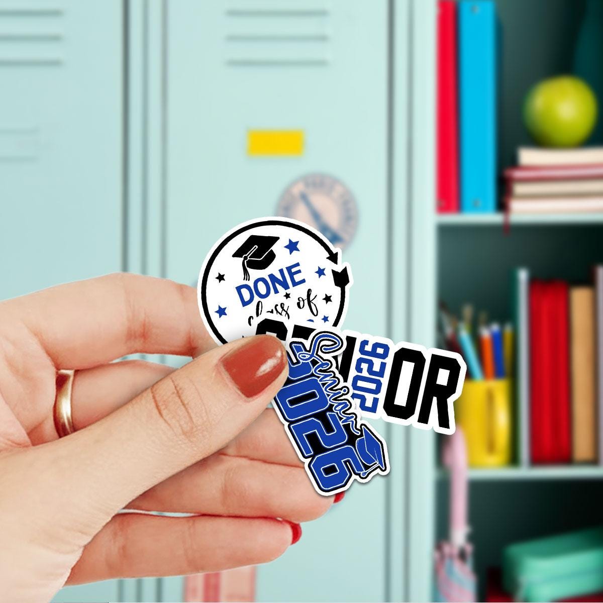 10 Pcs Senior Class of 2026 Sticker Pack – Vinyl Stickers, Blue & White, Graduation, Class Pride, Senior Year, High School Graduation