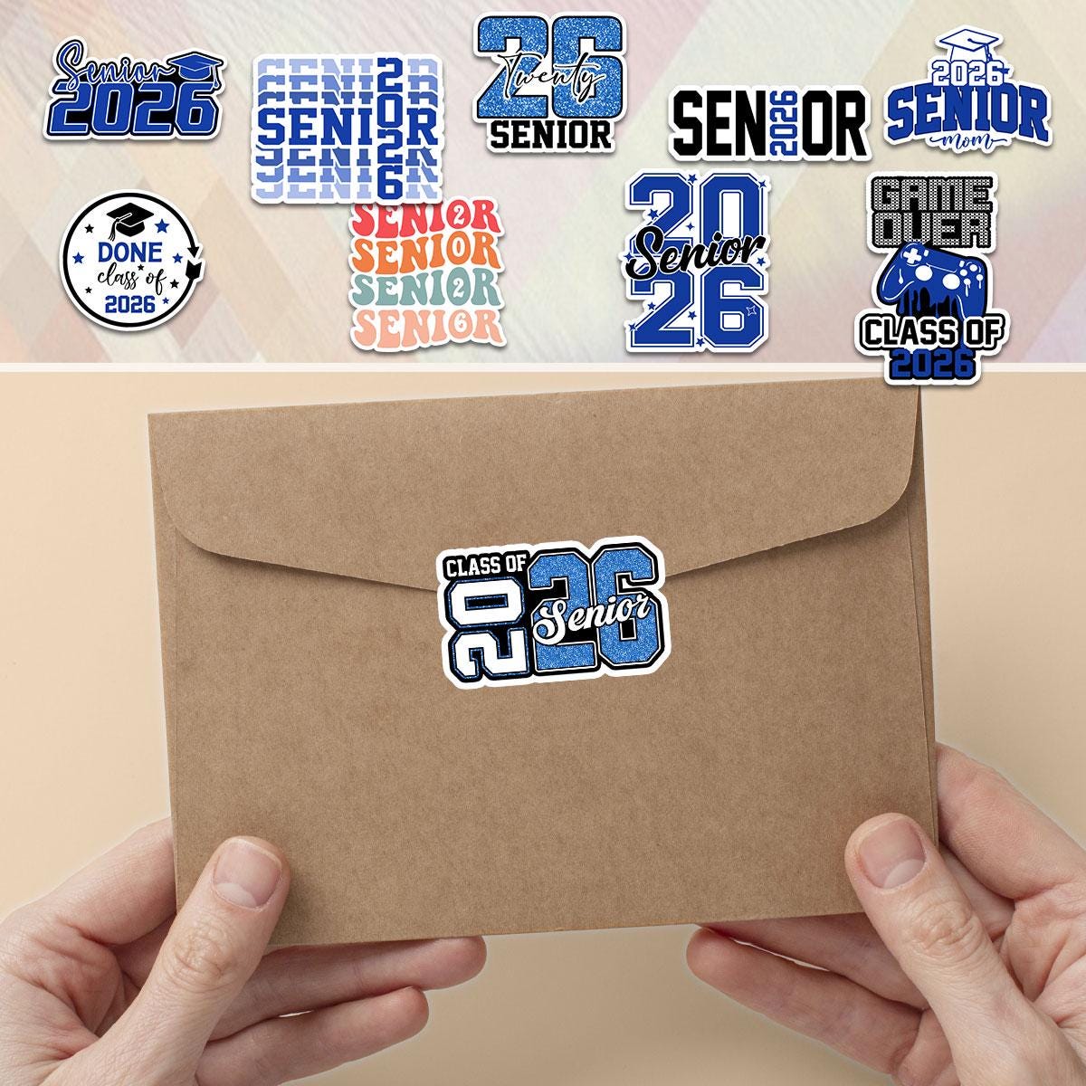 10 Pcs Senior Class of 2026 Sticker Pack – Vinyl Stickers, Blue & White, Graduation, Class Pride, Senior Year, High School Graduation