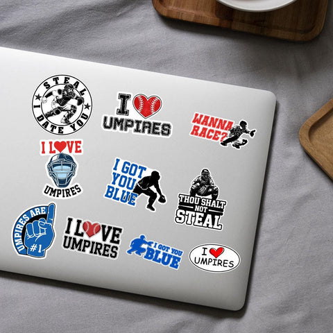 10 Pcs Umpire Stickers Pack | Funny Baseball Vinyl Decals | I Love Umpires Gifts for Catchers & Fans – Waterproof