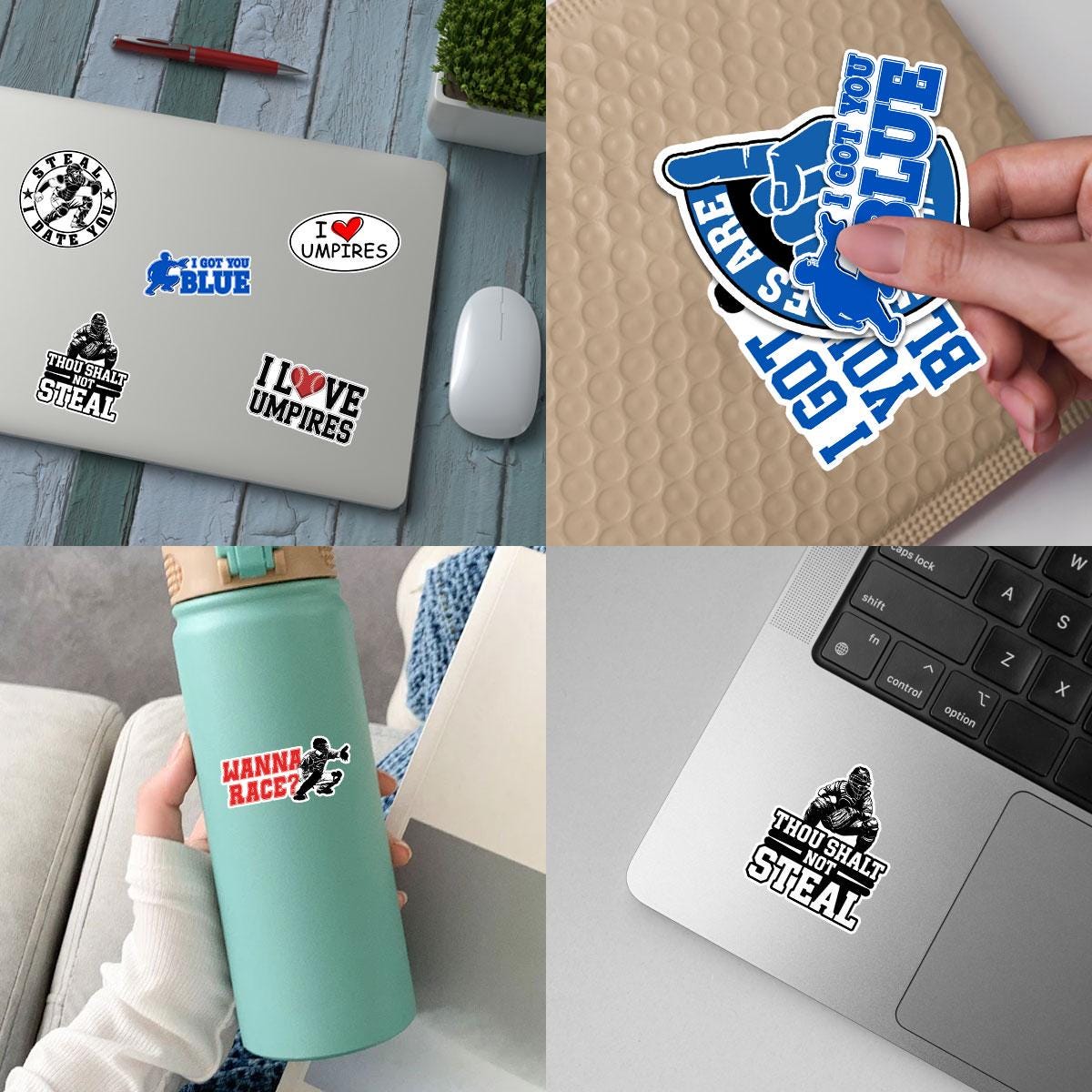 10 Pcs Umpire Stickers Pack | Funny Baseball Vinyl Decals | I Love Umpires Gifts for Catchers & Fans – Waterproof