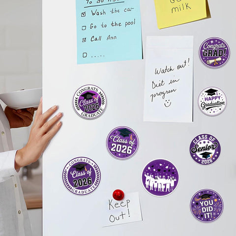 10 Pcs Class of 2026 Graduation Stickers | Purple Congrats Vinyl Decals | Senior Gift for Grads & Scrapbooks