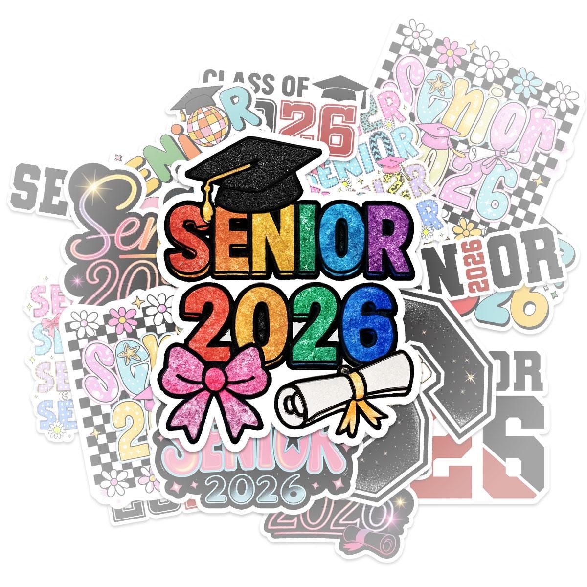 10 Pcs Class of 2026 Stickers Pack | Fun & Bold Senior 2026 Vinyl Decals | Gift for Grads, Scrapbook, Water Bottle, Laptop