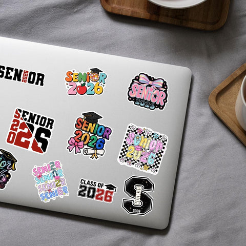 10 Pcs Class of 2026 Stickers Pack | Fun & Bold Senior 2026 Vinyl Decals | Gift for Grads, Scrapbook, Water Bottle, Laptop