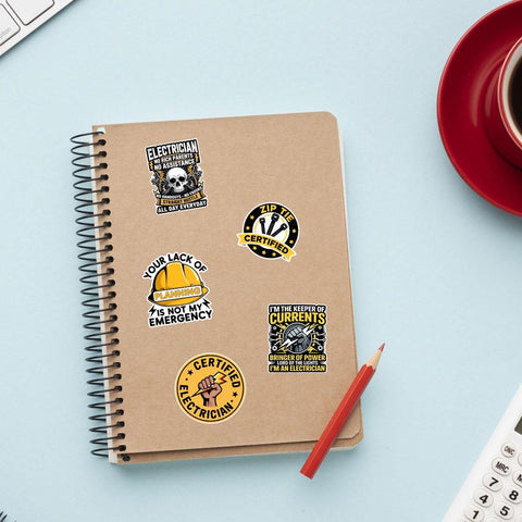 10 Pcs Electrician Stickers Pack | Funny Electrical Vinyl Decals | Certified Apprentice Gift for Lineman & Technicians