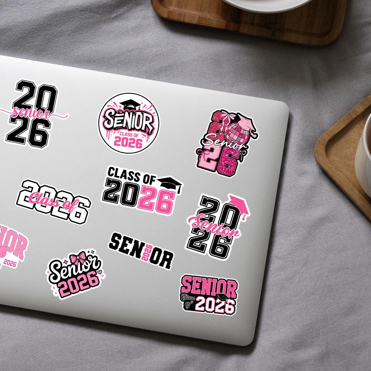 10 Pcs Class of 2026 Pink Graduation Stickers | Senior 2026 Vinyl Decals | Cute Gift for Grads, Scrapbook, Laptop & Water Bottles