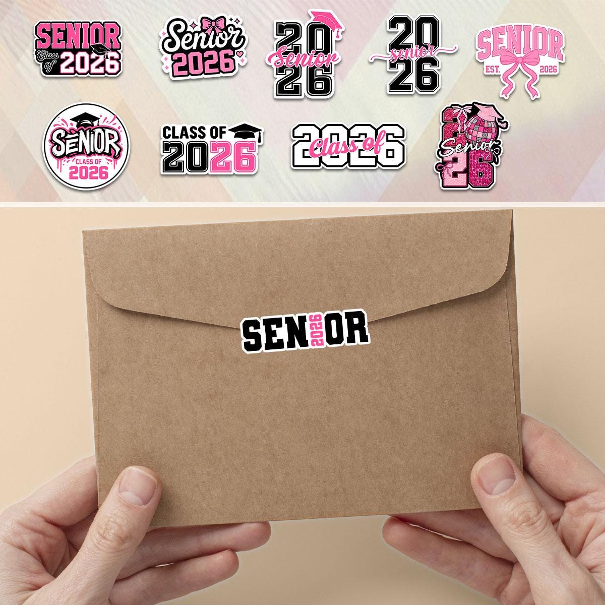 10 Pcs Class of 2026 Pink Graduation Stickers | Senior 2026 Vinyl Decals | Cute Gift for Grads, Scrapbook, Laptop & Water Bottles