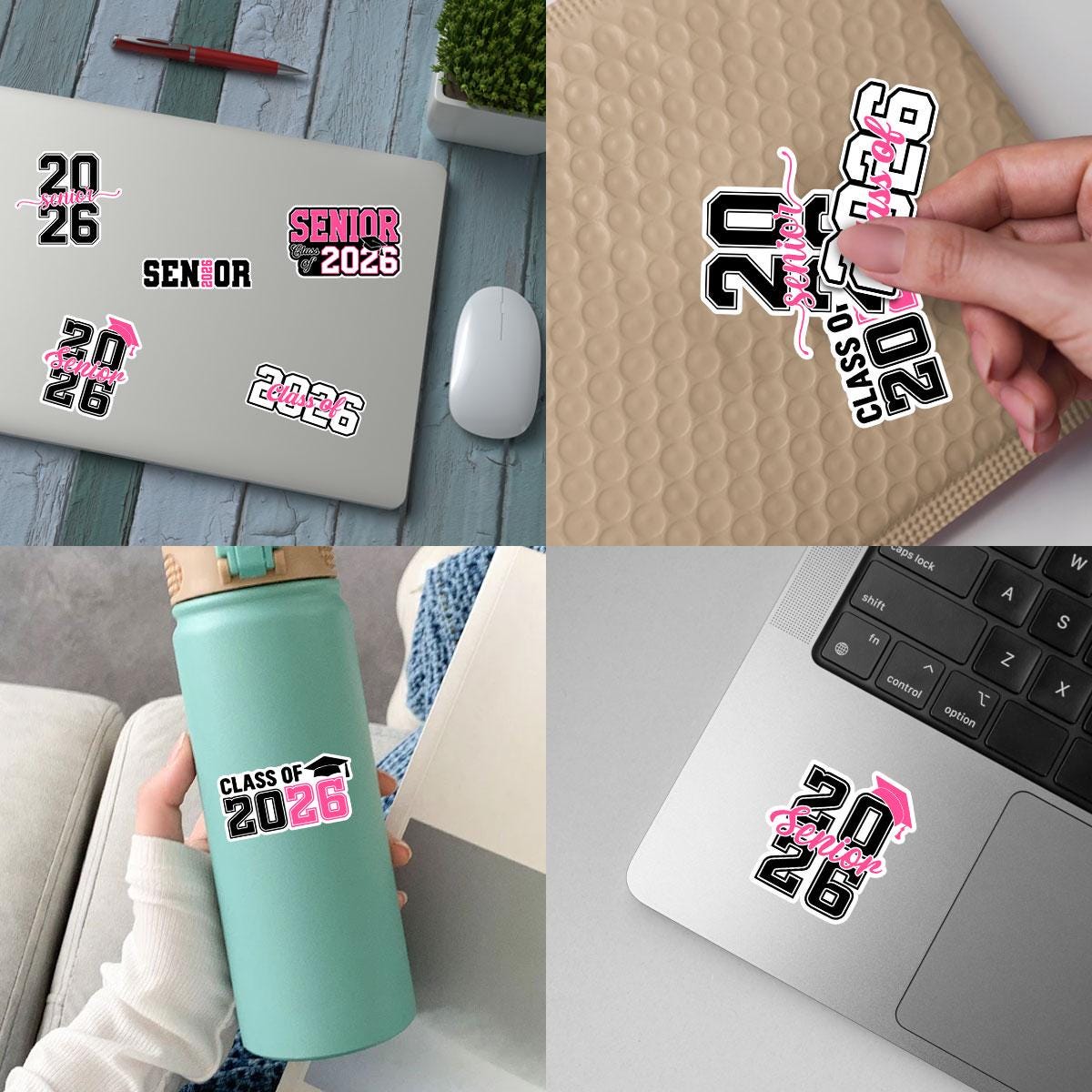 10 Pcs Class of 2026 Pink Graduation Stickers | Senior 2026 Vinyl Decals | Cute Gift for Grads, Scrapbook, Laptop & Water Bottles