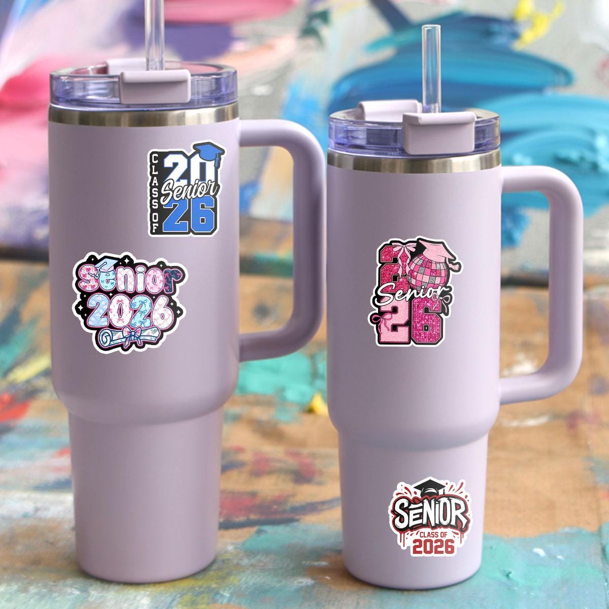 10 Pcs Class of 2026 Senior Stickers Pack | Colorful Graduation Vinyl Decals | Gift for Grads, Scrapbooks, Water Bottles