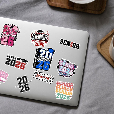 10 Pcs Class of 2026 Senior Stickers Pack | Colorful Graduation Vinyl Decals | Gift for Grads, Scrapbooks, Water Bottles