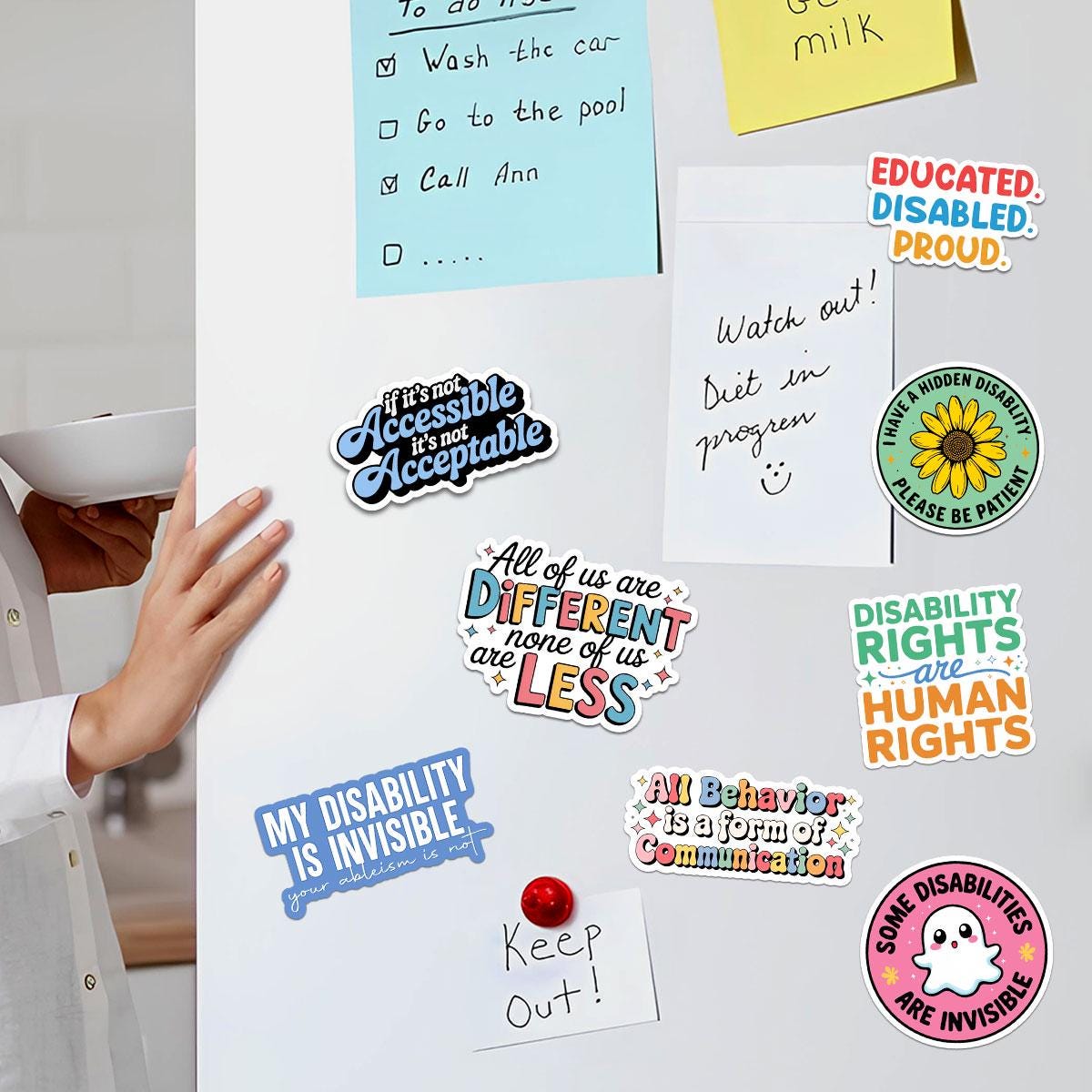 10 Pcs Disability Awareness Stickers Pack | Invisible & Proud Vinyl Decals | Accessibility and Human Rights Gift