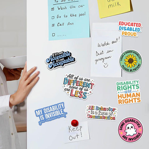 10 Pcs Disability Awareness Stickers Pack | Invisible & Proud Vinyl Decals | Accessibility and Human Rights Gift