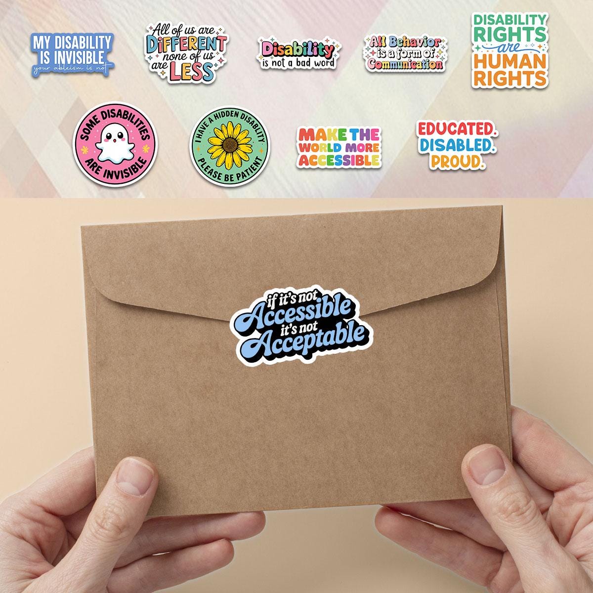 10 Pcs Disability Awareness Stickers Pack | Invisible & Proud Vinyl Decals | Accessibility and Human Rights Gift