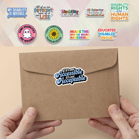 10 Pcs Disability Awareness Stickers Pack | Invisible & Proud Vinyl Decals | Accessibility and Human Rights Gift