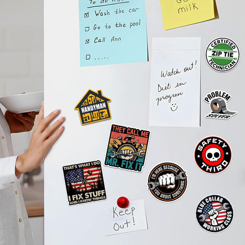 10 Pcs Handyman & Blue Collar Stickers Pack | Funny Technician Vinyl Decals | Gift for Mr. Fix It, Plumbers and DIYers