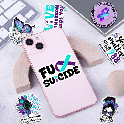 10 Pcs Suicide Awareness Stickers Pack | Mental Health & Prevention Vinyl Decals | Inspirational and Supportive Stickers