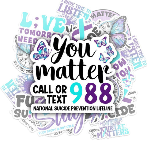 10 Pcs Suicide Awareness Stickers Pack | Mental Health & Prevention Vinyl Decals | Inspirational and Supportive Stickers