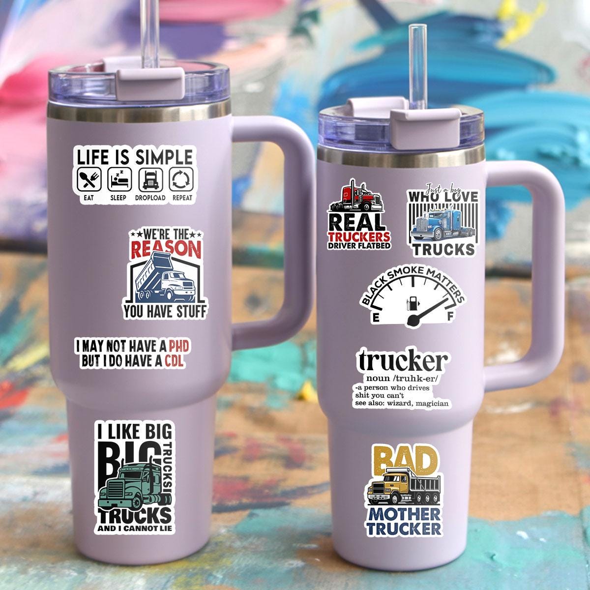 10 Pcs Trucker Humor Stickers Pack | Funny Truck Driver Vinyl Decals | CDL, Big Trucks, Flatbed & Trucking Gifts