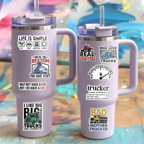10 Pcs Trucker Humor Stickers Pack | Funny Truck Driver Vinyl Decals | CDL, Big Trucks, Flatbed & Trucking Gifts