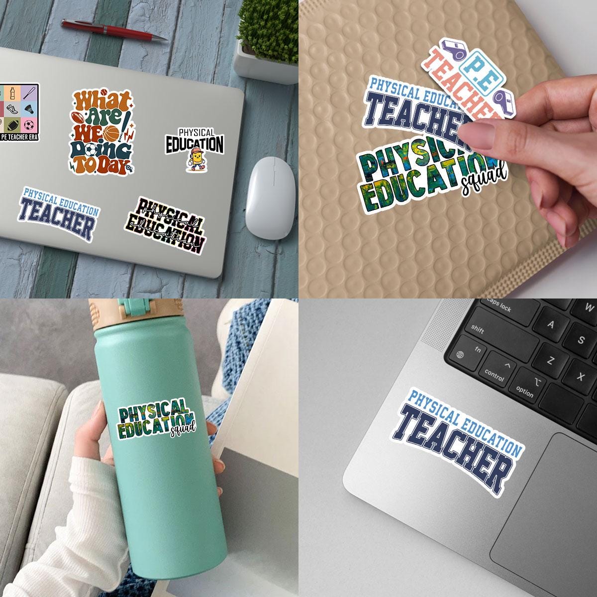 10 Pcs PE Teacher Stickers Pack | Fun & Colorful Physical Education Vinyl Decals | Gift for Teachers, Coaches and PE Lovers