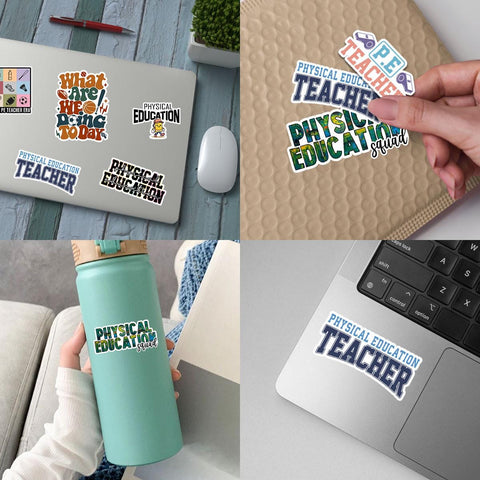 10 Pcs PE Teacher Stickers Pack | Fun & Colorful Physical Education Vinyl Decals | Gift for Teachers, Coaches and PE Lovers