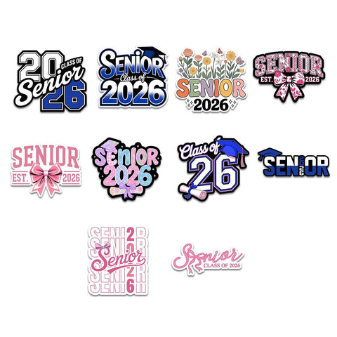 10 Pcs Senior 2026 Stickers | Class of 2026 Vinyl Decal for Students | Graduation Gift for High School Seniors | Pink & Blue School Theme