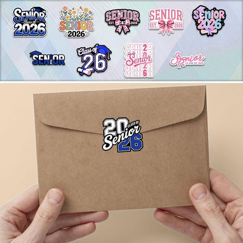 10 Pcs Senior 2026 Stickers | Class of 2026 Vinyl Decal for Students | Graduation Gift for High School Seniors | Pink & Blue School Theme