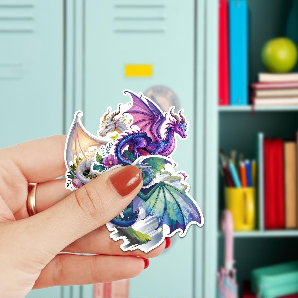 10 Pcs Dragon Stickers | Fantasy Dragon Art Vinyl Decals Pack of 10 | Dragon Lover Gifts | Magical Dragon Stickers