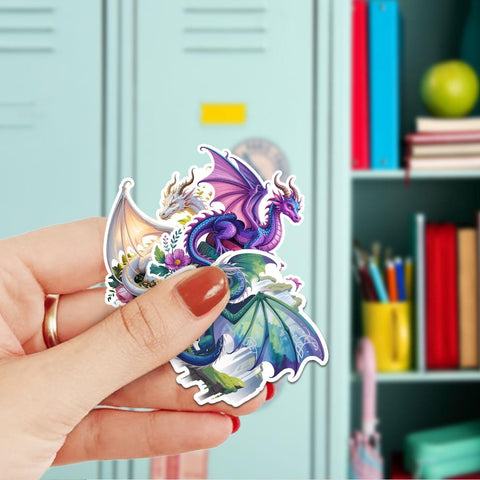 10 Pcs Dragon Stickers | Fantasy Dragon Art Vinyl Decals Pack of 10 | Dragon Lover Gifts | Magical Dragon Stickers