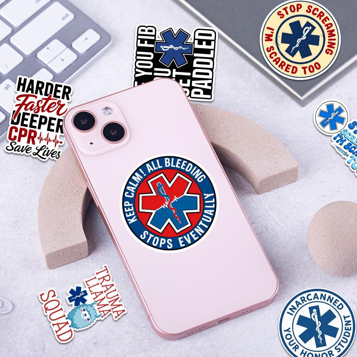 10 Pcs EMS Stickers | Funny Medical Decal Pack of 10 | Paramedic Quotes, CPR, Trauma Squad