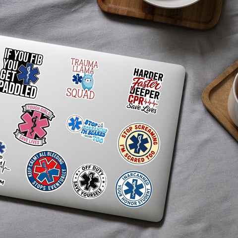 10 Pcs EMS Stickers | Funny Medical Decal Pack of 10 | Paramedic Quotes, CPR, Trauma Squad