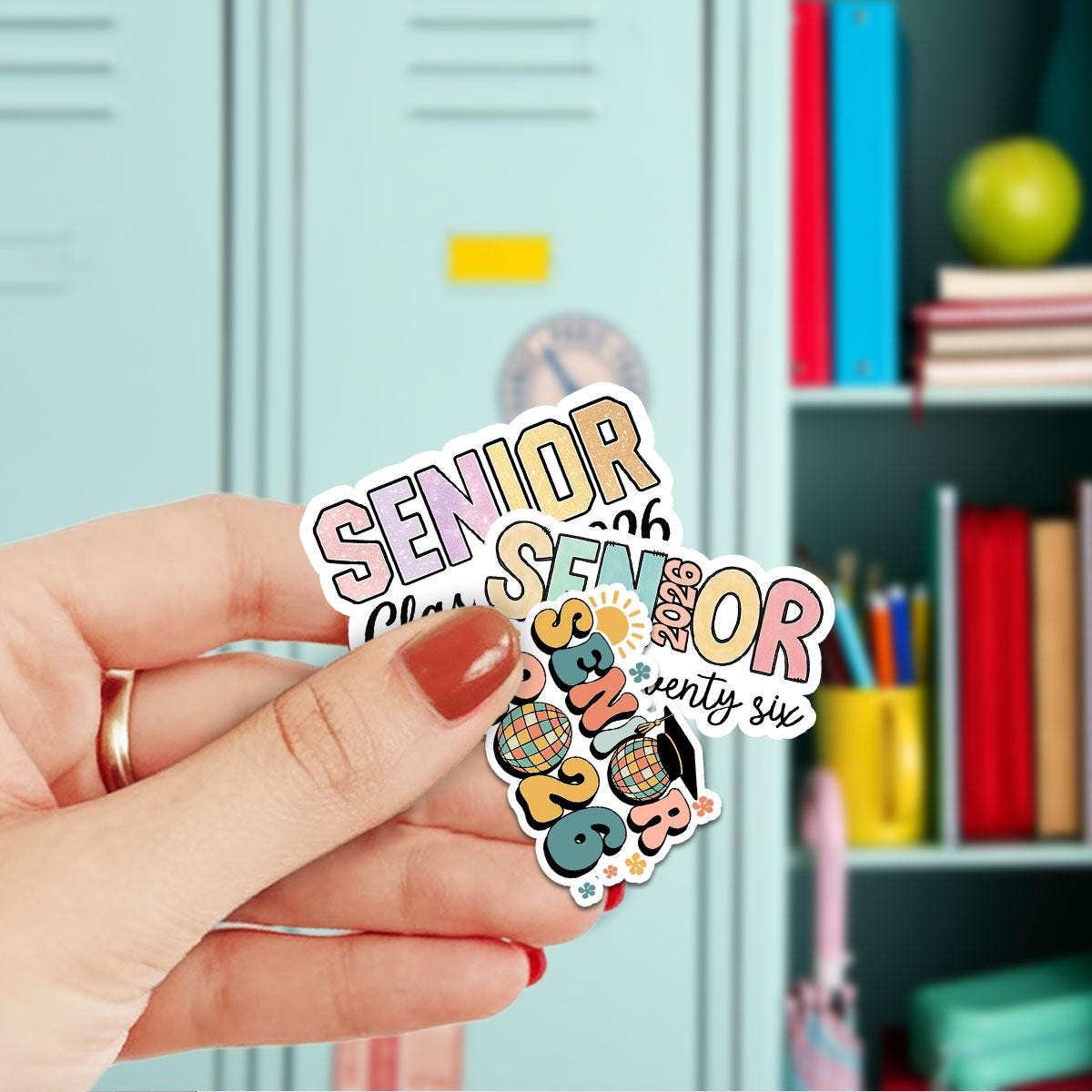 10 Pcs Pastel Senior 2026 Sticker Pack – Cute Class of 2026 Graduation Stickers – Aesthetic Vinyl Decals for Laptop, Water Bottle, Journal