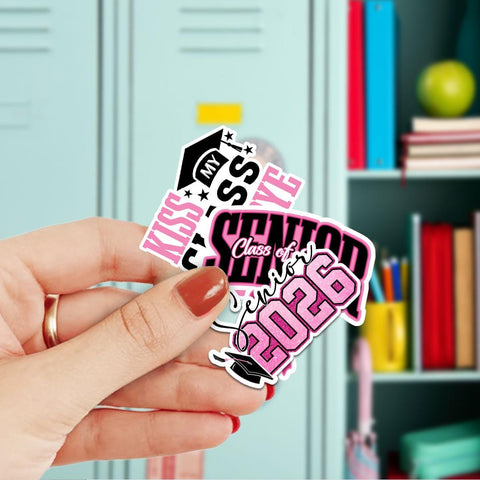 10 Pcs Senior Class of 2026 Sticker Pack – Vinyl Stickers, Graduation, Pink & Bold, Senior Year, High School Graduation, Class Pride
