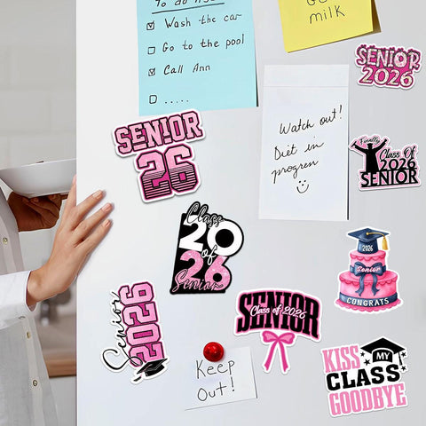 10 Pcs Senior Class of 2026 Sticker Pack – Vinyl Stickers, Graduation, Pink & Bold, Senior Year, High School Graduation, Class Pride