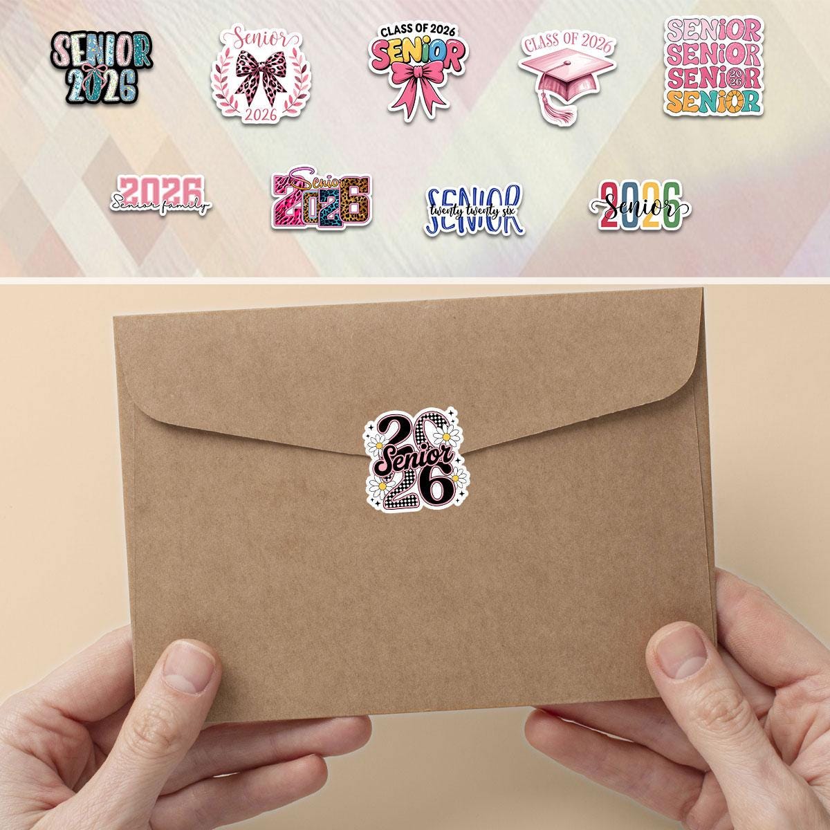 10 Pcs Senior Class of 2026 Sticker Pack – Pastel Vinyl Stickers, Graduation, Class Pride, Senior Year, High School Graduation, Soft Colors