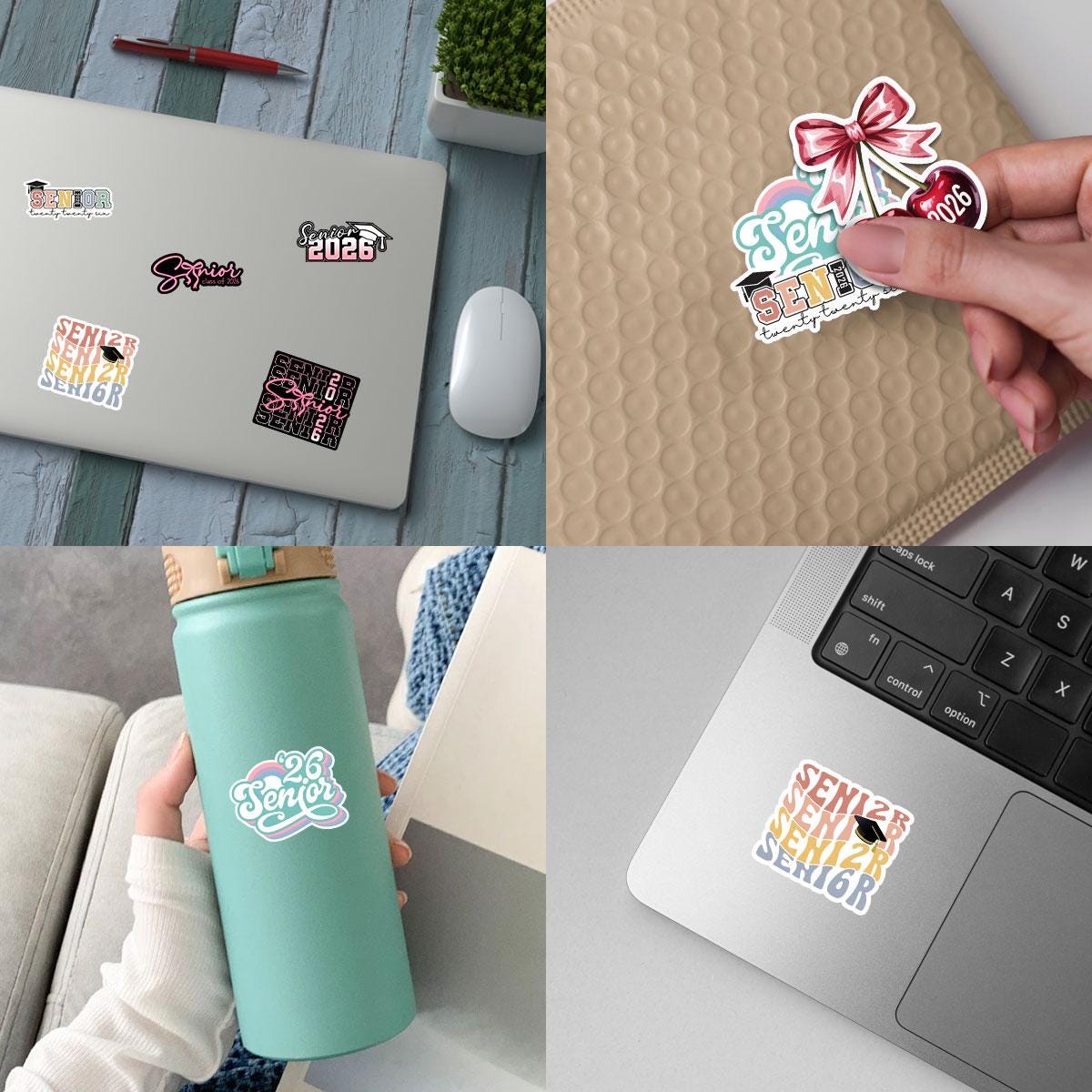 10 Pcs Senior 2026 Stickers – Graduation, Class of 2026, Pastel Senior Year Decals, Customizable Graduation Gifts, 2026 Senior Stickers