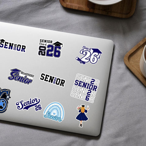 10 Pcs Class of 2026 Senior Stickers Pack | Graduation Vinyl Decals | Waterproof Sticker Gift for High School Seniors