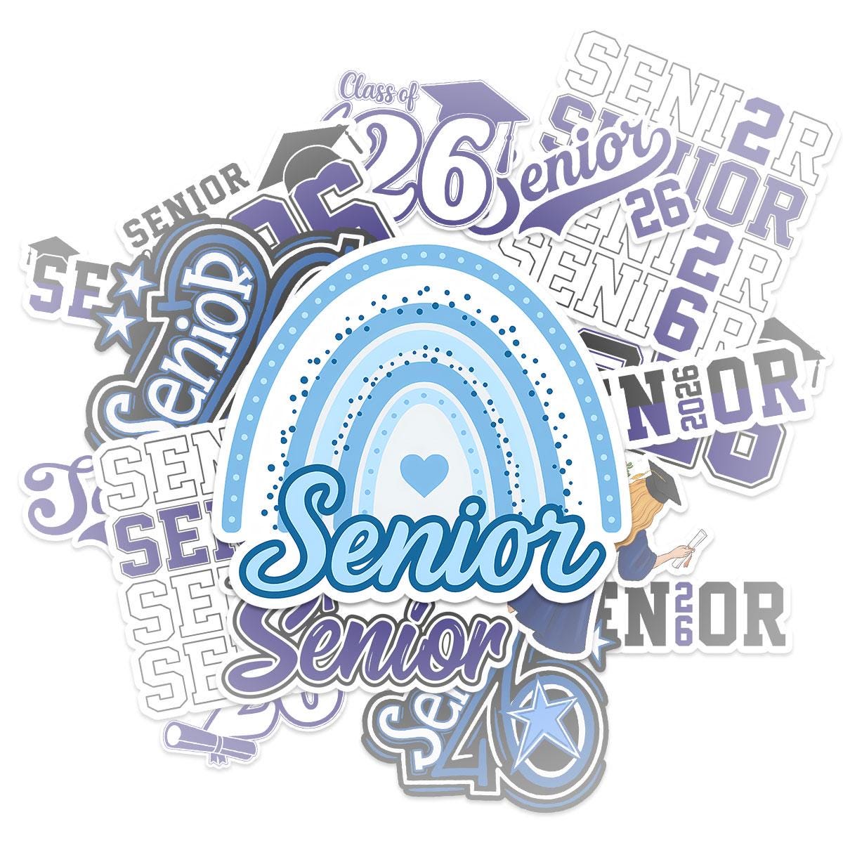 10 Pcs Class of 2026 Senior Stickers Pack | Graduation Vinyl Decals | Waterproof Sticker Gift for High School Seniors