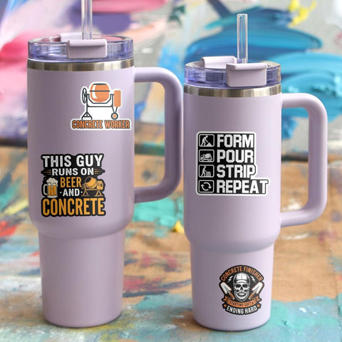 10 Pcs Concrete Worker Stickers Pack | Funny Construction Vinyl Decals | Gift for Concrete Finishers & Jobsite Humor