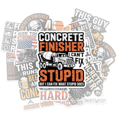 10 Pcs Concrete Worker Stickers Pack | Funny Construction Vinyl Decals | Gift for Concrete Finishers & Jobsite Humor