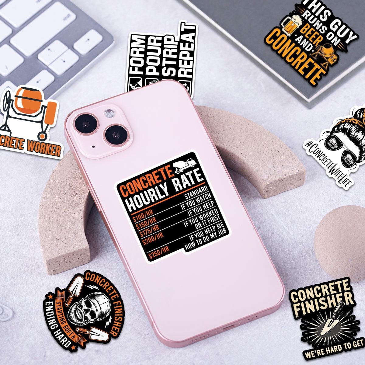 10 Pcs Concrete Worker Stickers Pack | Funny Construction Vinyl Decals | Gift for Concrete Finishers & Jobsite Humor