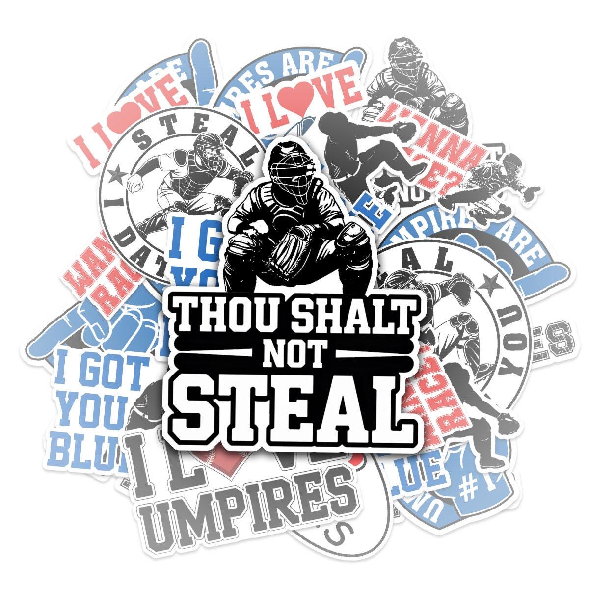 10 Pcs Umpire Stickers Pack | Funny Baseball Vinyl Decals | I Love Umpires Gifts for Catchers & Fans – Waterproof