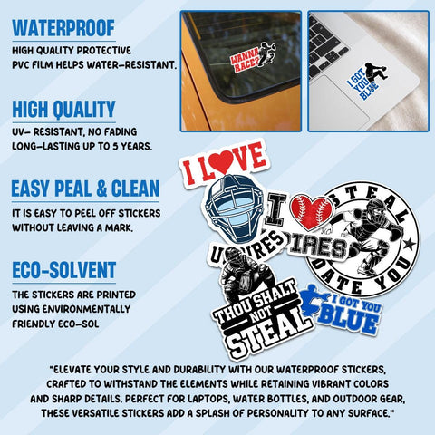 10 Pcs Umpire Stickers Pack | Funny Baseball Vinyl Decals | I Love Umpires Gifts for Catchers & Fans – Waterproof