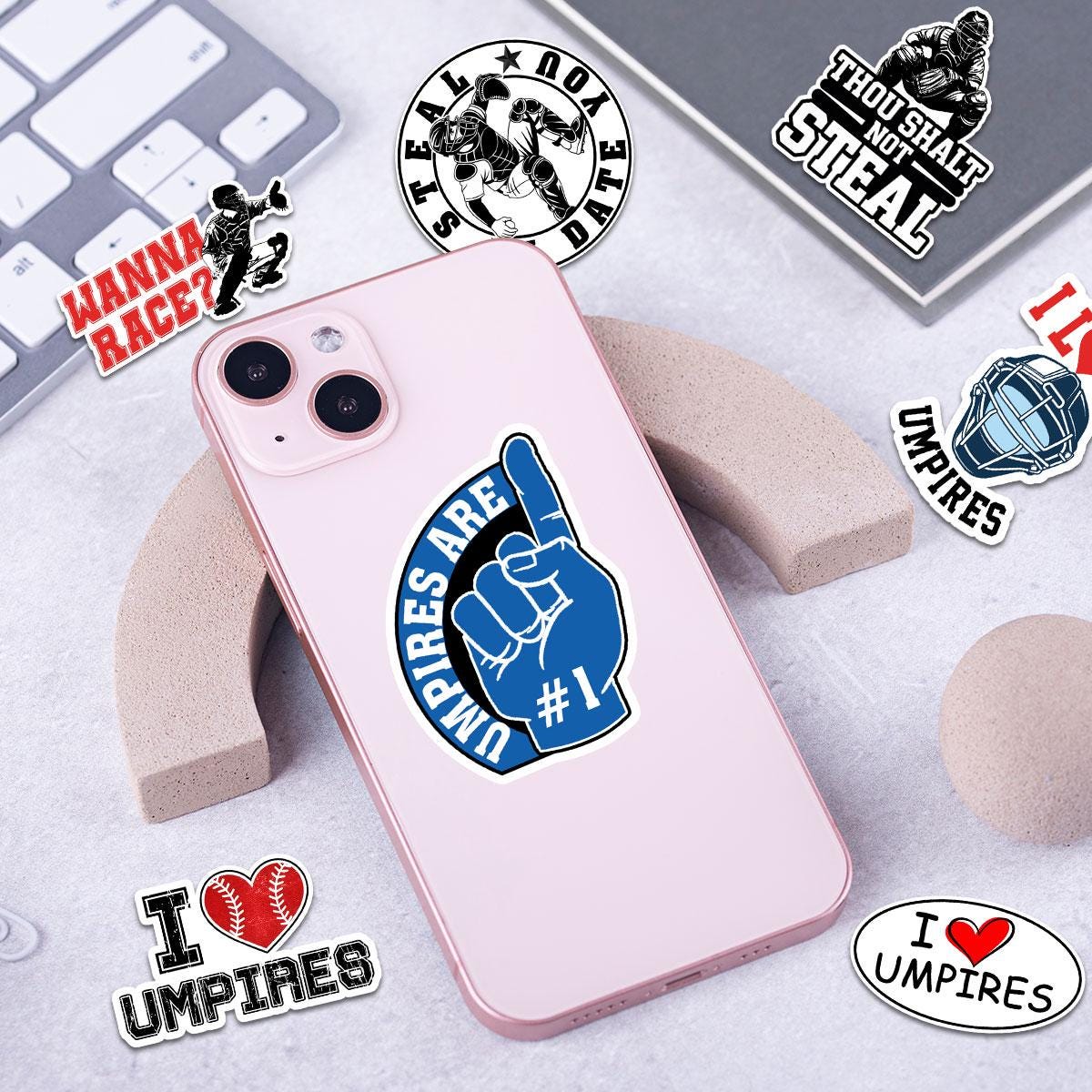 10 Pcs Umpire Stickers Pack | Funny Baseball Vinyl Decals | I Love Umpires Gifts for Catchers & Fans – Waterproof