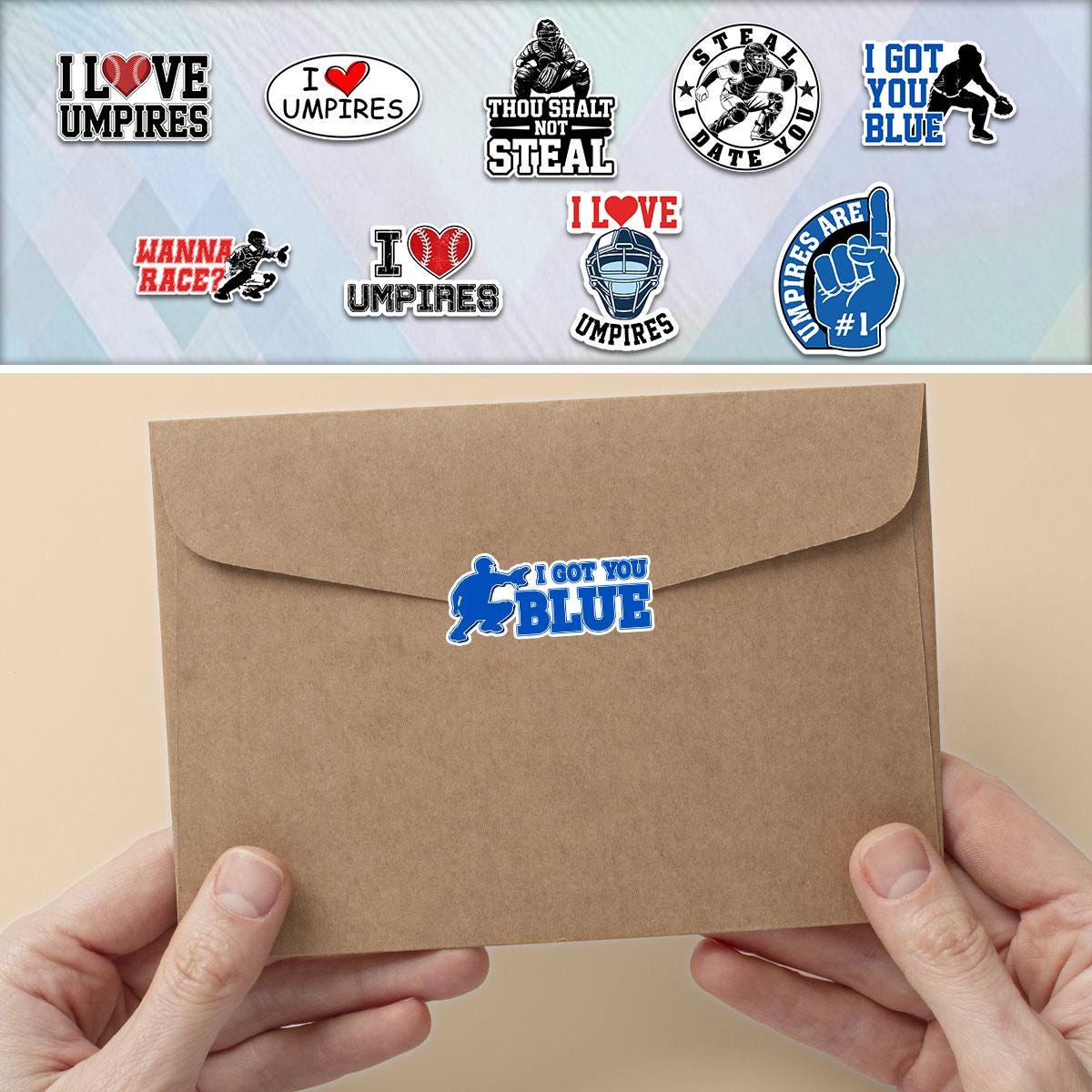 10 Pcs Umpire Stickers Pack | Funny Baseball Vinyl Decals | I Love Umpires Gifts for Catchers & Fans – Waterproof