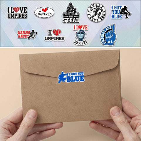 10 Pcs Umpire Stickers Pack | Funny Baseball Vinyl Decals | I Love Umpires Gifts for Catchers & Fans – Waterproof