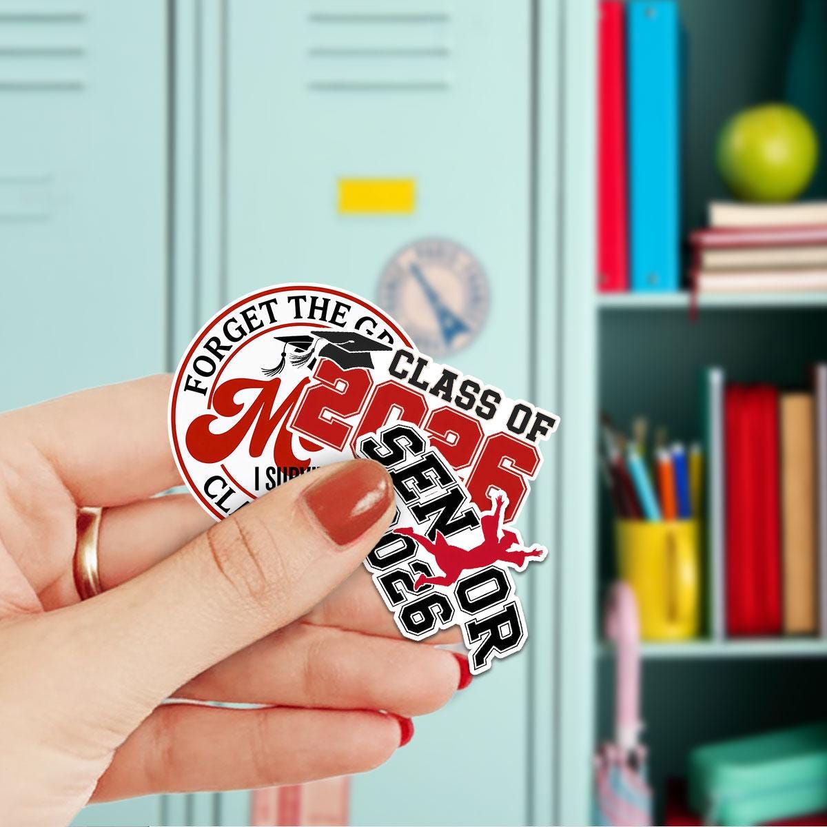 10 Pcs Class of 2026 Graduation Stickers | Bold Red Senior Vinyl Decals | Gift for Grads, Moms & Scrapbooks