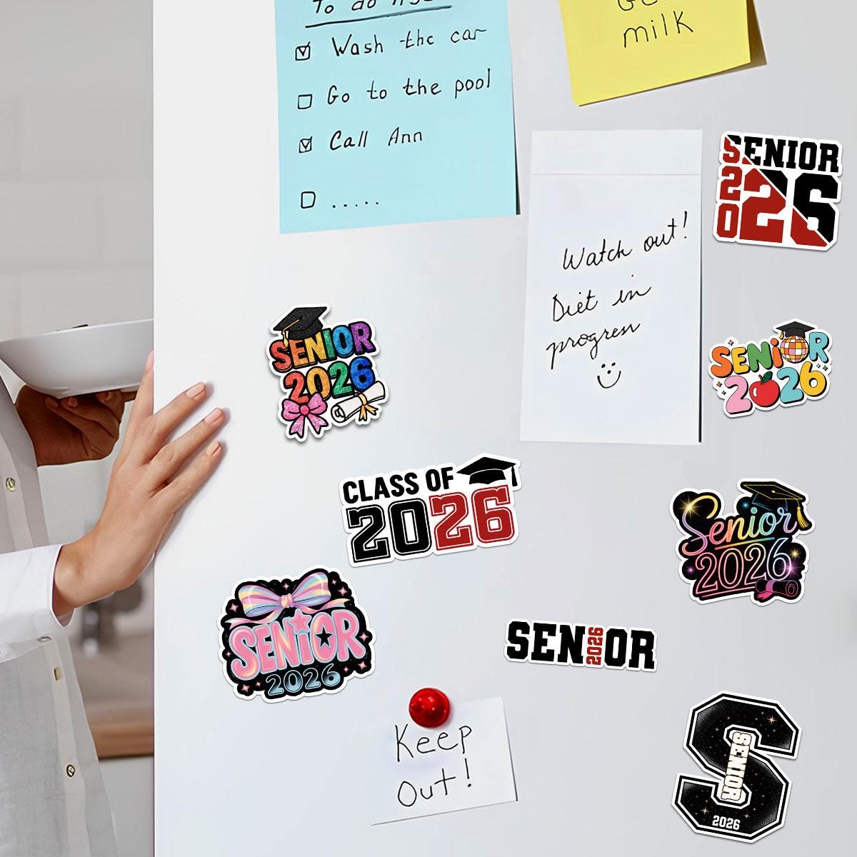 10 Pcs Class of 2026 Stickers Pack | Fun & Bold Senior 2026 Vinyl Decals | Gift for Grads, Scrapbook, Water Bottle, Laptop