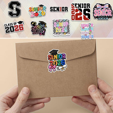 10 Pcs Class of 2026 Stickers Pack | Fun & Bold Senior 2026 Vinyl Decals | Gift for Grads, Scrapbook, Water Bottle, Laptop