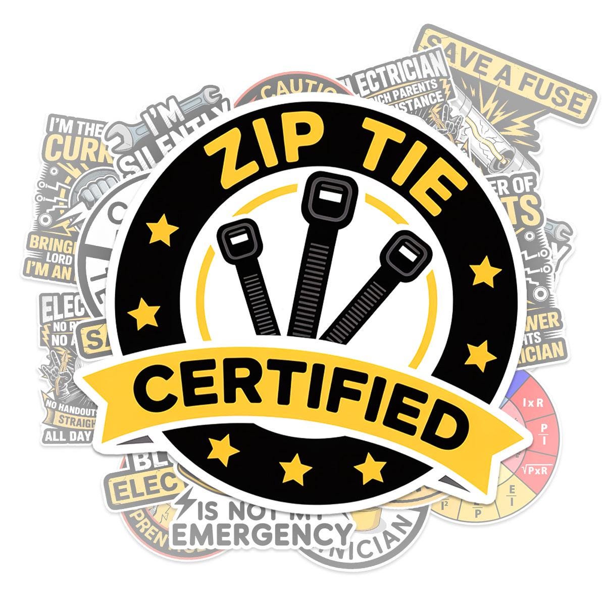 10 Pcs Electrician Stickers Pack | Funny Electrical Vinyl Decals | Certified Apprentice Gift for Lineman & Technicians